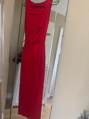 Hera Collection Red Sleeveless Cutout Maxi Dress